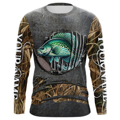 Maxcorners Crappie fishing camo metal grunge pattern Custom Crappie fishing shirts tournament fishing jerseys  LM0611
