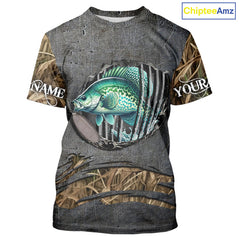 Maxcorners Crappie fishing camo metal grunge pattern Custom Crappie fishing shirts tournament fishing jerseys  LM0611