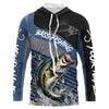 Maxcorners Largemouth Bass fishing Custom UV protection fishing long sleeve shirt, Bass Fishing jerseys | Blue LM0201