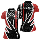 Maxcorners Red, White and Black American Flag Bowling Shirts for Men Custom Patriotic Team Bowling Jersey LM1008