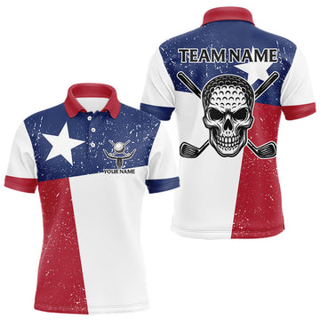 Maxcorners Grunge Texas Flag Golf Polo Shirts For Men Custom patriotic Texas Team Golf outfit for men