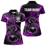 Maxcorners Personalized Black And Purple Thunder Lightning Dragon Bowling Shirts For Men, Bowling Team Uniform