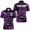 Maxcorners Personalized Black And Purple Thunder Lightning Dragon Bowling Shirts For Men, Bowling Team Uniform