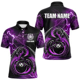 Maxcorners Personalized Black And Purple Thunder Lightning Dragon Bowling Shirts For Men, Bowling Team Uniform