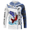 Maxcorners Walleye Fishing blue camo American Flag Custom name and boat name Long sleeve, Long Sleeve Hooded LM0501