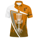 Maxcorners Mens disc golf polo shirt custom name Orange disc golf basket, personalized disc golf shirts MT0510