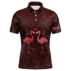 Maxcorners Funny Flamingo Red Heart Pattern Matching Golf Shirt For Couple Custom His And Her Valentine Golf Tops For Men And Women