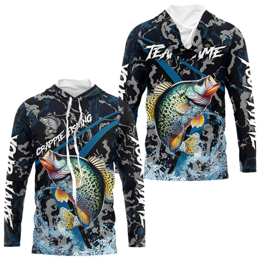 Maxcorners Custom Crappie Fishing Camo Long Sleeve Fishing Shirts, Personalized Crappie Fishing Team Jerseys LM0201