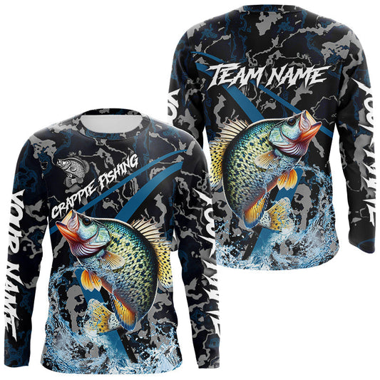 Maxcorners Custom Crappie Fishing Camo Long Sleeve Fishing Shirts, Personalized Crappie Fishing Team Jerseys LM0201