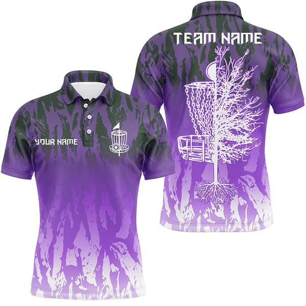 Maxcorners Disc golf basket purple camo Men disc golf polo shirts custom disc golf jerseys team shirts for men MT0510