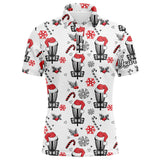 Maxcorners Funny Christmas Disc golf pattern shirts custom mens christmas Disc golf polo shirt, disc golf gifts MT0510