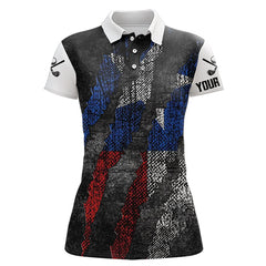 Maxcorners Black And White Grunge Texas Flag Men And Women Golf Polo Shirts Custom Patriotic Golf Apparel For Men