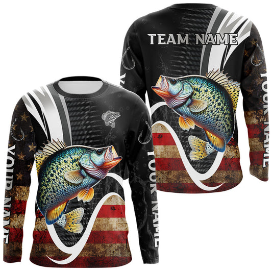 Maxcorners Personalized professional Crappie fishing shirts American Flag patriotic Crappie fishing jerseys LM1501