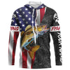 Maxcorners Personalized Walleye Fishing Jerseys, Custom American flag Walleye Long sleeve, Long Sleeve Hooded LM0501