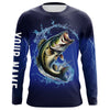 Maxcorners Largemouth Bass Fishing Blue lightning UV protection custom long sleeves fishing shirt for men LM0201