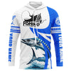 Maxcorners Wahoo fishing Custom sun protection long sleeve fishing shirts, Wahoo saltwater fishing jerseys | Blue LM0201