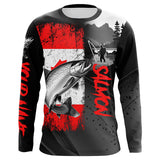 Maxcorners Canadian Flag Salmon Fishing Custom long sleeve performance Fishing Shirts, Salmon fishing jerseys MT2108