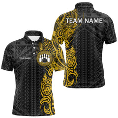 Maxcorners Black and Yellow Tribal pattern Men Bowling Shirt Custom Bowling outfit men Team bowling jersey LM1109