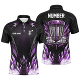 Maxcorners Icy Purple Mens Disc golf polo shirts custom black disc golf basket jerseys, disc golf shirts MT0510