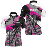 Maxcorners Mens disc golf polo shirts custom pink camo disc golf basket disc golf outfit, team disc golf apparel MT0510