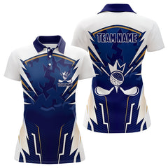 Maxcorners White and Blue Camo Custom Golf Polo Shirts For Men, mens golf outfit team golf shirts