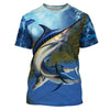 Maxcorners Marlin fishing blue water anchor compass American flag custom patriotic long sleeve Fishing jerseys LM2408