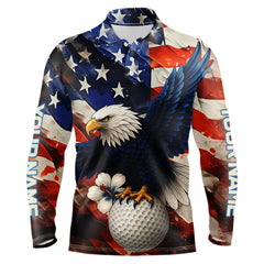 Maxcorners American Flag Eagle Mens golf polo shirts custom patriotic Eagle golf attire for men