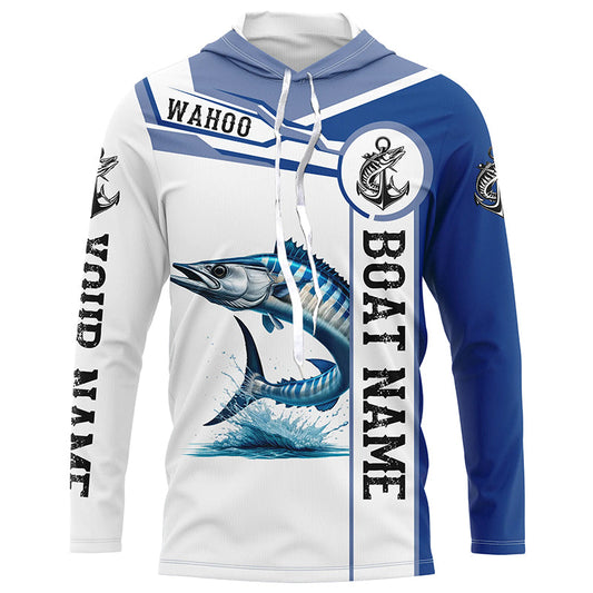 Maxcorners Wahoo Fishing Customize Name and boat name tournament UV protection long sleeves fishing shirt for men LM0201