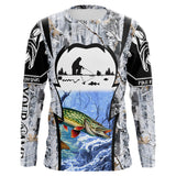 Maxcorners Northern Pike ice fishing Winter camo custom unisex Long sleeve fishing shirt, Ice fishing Pike jersey MT2108
