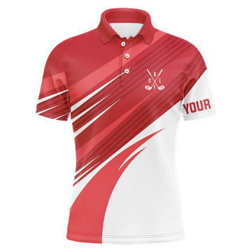 Maxcorners Red and white Mens golf polo shirts custom golf tops for mens, personalized golf gifts