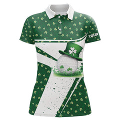 Maxcorners Green And White Clover Pattern Men And Women Golf Polo Shirts Customize St Patrick Day Mens Golf Attire