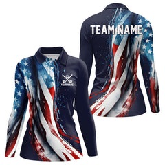 Maxcorners American flag Navy Blue Men golf polo shirts Custom team patriotic golf top for mens
