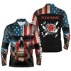 Maxcorners Skull Bowling American Flag Customized Name And Team Name 3D Shirt