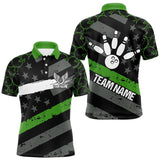 Maxcorners Black American flag Men bowling shirts Custom bowling camo Team Jerseys, gift for Bowlers | Green LM1610