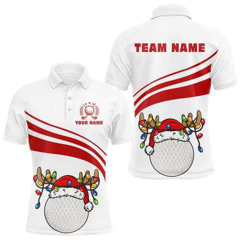 Maxcorners Personalized Christmas polo golf shirts for men custom white and red mens golf wear team golf jersey LM1411
