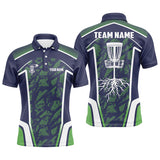 Maxcorners Disc golf hole blue green camo Men polo shirts custom name and team name disc golf shirts for men MT0510
