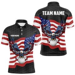 Maxcorners Black Golf American Flag Eagle Men golf Custom patriotic golf attire Polo Shirt LM1506