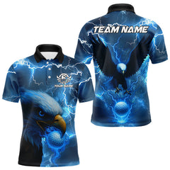 Maxcorners Blue Lightning Thunder Eagle Golf Polo Shirts For Men custom mens golf top, team golf shirts MT1810