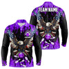 Maxcorners Purple Flame Mens Bowling Shirts Custom American Flag Eagle Team Bowling Shirts, Gift For Bowlers