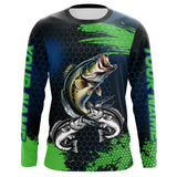 Maxcorners Blue and Green Camo Largemouth Bass fishing custom Bass fishing jerseys, personalized fishing gifts MT2108