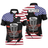 Maxcorners American flag Disc golf basket patriotic Men polo shirts custom name disc golf tops for mens MT0510