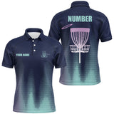 Maxcorners Blue gradient Mens Disc golf polo shirts custom team disc golf jerseys, disc golf clothes MT0510