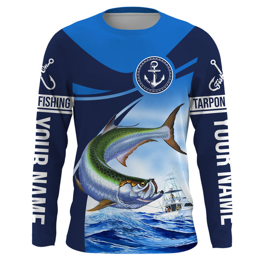 Maxcorners Tarpon fishing Custom name Tarpon sun protection Long sleeve fishing shirts, Long Sleeve Hooded LM0201