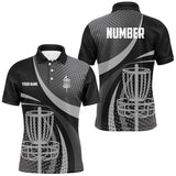 Maxcorners Black and Grey Dot pattern disc golf basket custom Men disc golf polo shirt, disc golf jersey MT0510