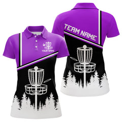 Maxcorners Black, White and Purple Disc Golf basket Mens Disc golf polo shirts Custom team disc golf jerseysMT0306