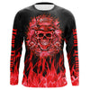 Maxcorners Reaper Skull Fire Halloween Fishing Customize Name 3D Shirts Red