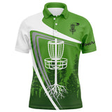 Maxcorners Mens disc golf polo shirt custom name green disc golf basket, personalized disc golf shirts MT0510