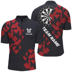 Maxcorners Personalized Black And Red Darts Board 3D Printed Dart Shirts Custom Cool Dart Jerseys For Team