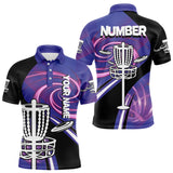 Maxcorners Black and Purple Mens Disc golf polo shirts custom name and number team disc golf jerseys MT0510