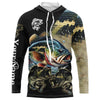 Maxcorners Largemouth Bass Fishing scales Customize name 3D All Over Printed fishing Long sleeve shirts LM0201